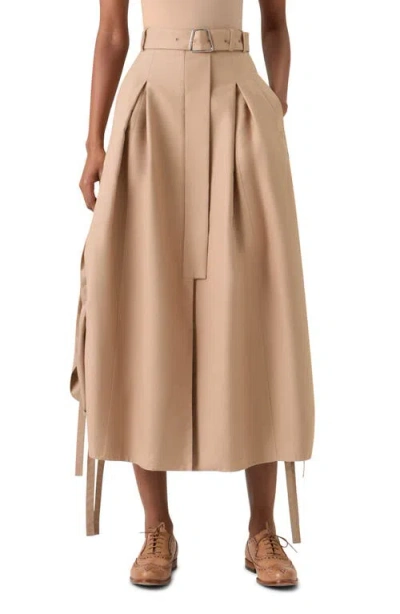 Akris Cotton Double Face Midi Skirt In Brown