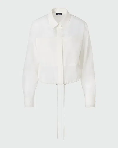 Akris Cotton Drawstring Collared Blouson Shirt In White