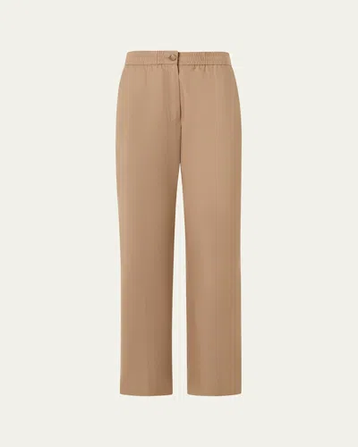 Akris Cotton Gabardine Straight Leg Fritz Pants In Brown