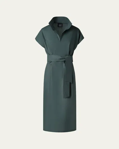 Akris Cotton Poplin Midi Shirtdress In Pine Green