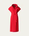 Akris Cotton Poplin Midi Shirtdress In Ruby