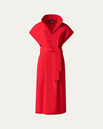 Akris Cotton Poplin Midi Shirtdress In Ruby