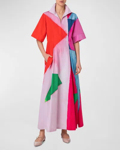 Akris Cotton Poplin Spectra Print Midi Dress In Multi