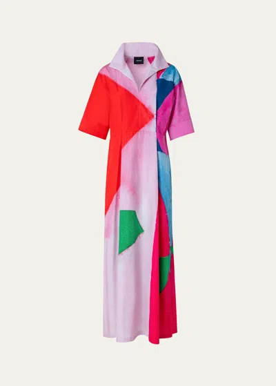 Akris Cotton Poplin Spectra Print Midi Dress In Multi