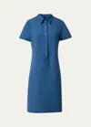 Akris Cotton Silk Button-front Polo Dress In Medium Denim