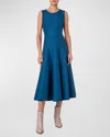 AKRIS COTTON SILK FLARED MIDI DRESS