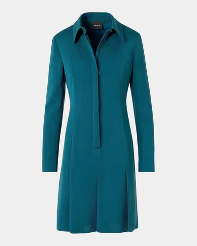 Akris Cotton-silk Seersucker Shirtdress In Blue