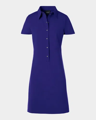 Akris Cotton-silk Stretch Polo Dress In Blue