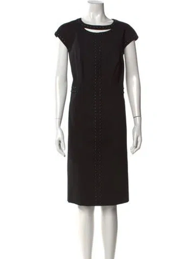 Pre-owned Akris Crew Neck Knee-length Dress In Black