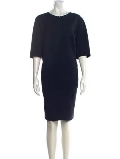 Pre-owned Akris Crew Neck Knee-length Dress In Blue