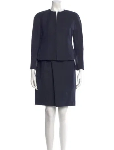 Pre-owned Akris Crew Neck Knee-length Dress In Blue