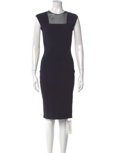 Pre-owned Akris Crew Neck Knee-length Dress In Blue