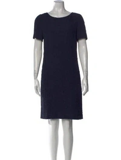Pre-owned Akris Crew Neck Knee-length Dress In Blue