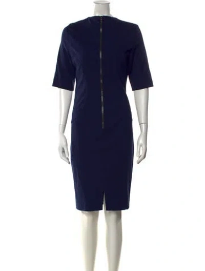 Pre-owned Akris Crew Neck Knee-length Dress In Blue