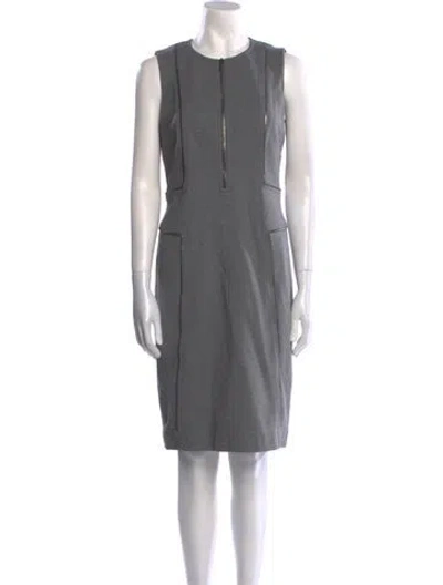 Pre-owned Akris Crew Neck Knee-length Dress In Gray