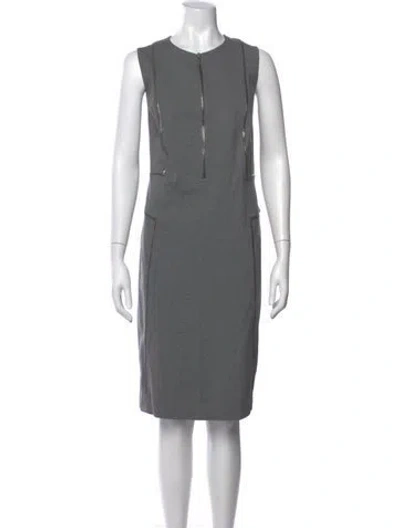 Pre-owned Akris Crew Neck Knee-length Dress In Gray