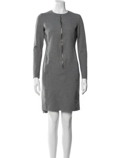 Pre-owned Akris Crew Neck Knee-length Dress In Gray