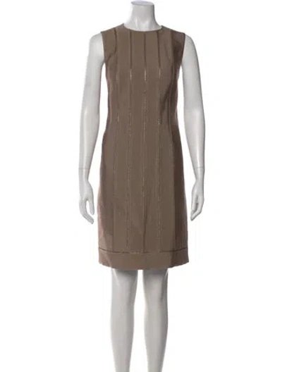 Pre-owned Akris Crew Neck Knee-length Dress In Neutral