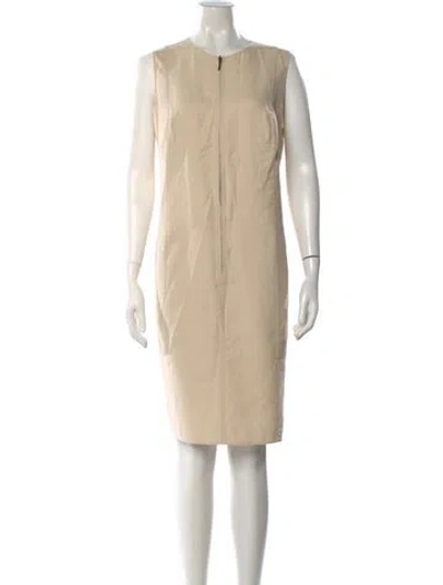 Pre-owned Akris Crew Neck Knee-length Dress In Neutral