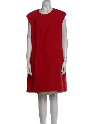 Pre-owned Akris Crew Neck Knee-length Dress In Red