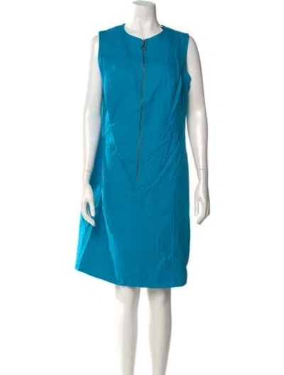 Pre-owned Akris Crew Neck Knee-length Dress W/ Tags In Blue
