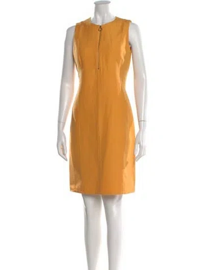 Pre-owned Akris Crew Neck Knee-length Dress W/ Tags In Yellow