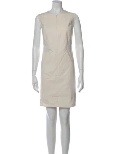 Pre-owned Akris Crew Neck Knee-length Dress In White