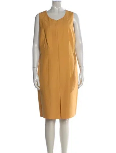Pre-owned Akris Crew Neck Knee-length Dress In Yellow