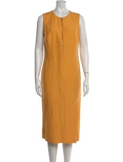 Pre-owned Akris Crew Neck Knee-length Dress In Yellow