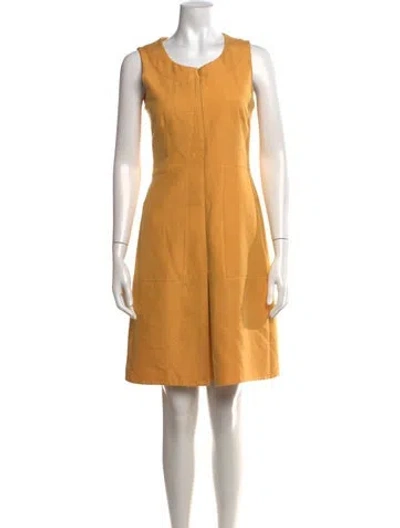 Pre-owned Akris Crew Neck Knee-length Dress In Yellow