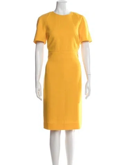 Pre-owned Akris Crew Neck Knee-length Dress In Yellow