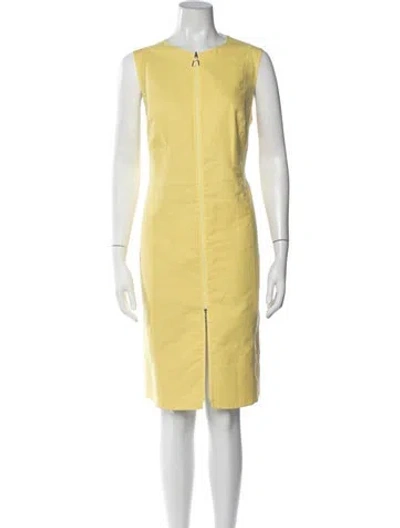 Pre-owned Akris Crew Neck Knee-length Dress In Yellow