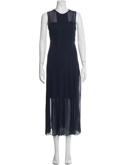 Pre-owned Akris Crew Neck Long Dress In Blue
