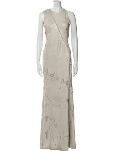 Pre-owned Akris Crew Neck Long Dress In Neutral