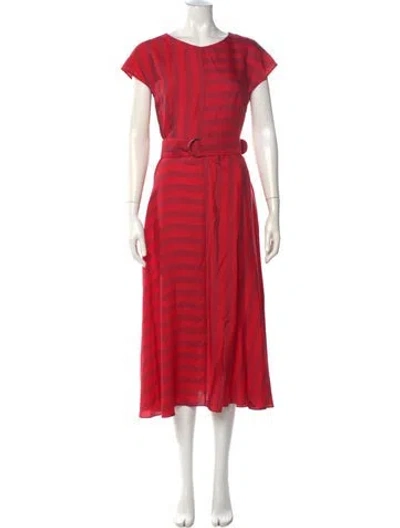 Pre-owned Akris Crew Neck Long Dress In Red