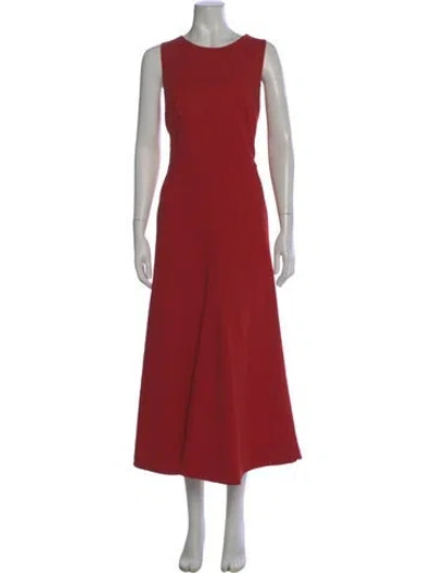 Pre-owned Akris Crew Neck Long Dress In Red