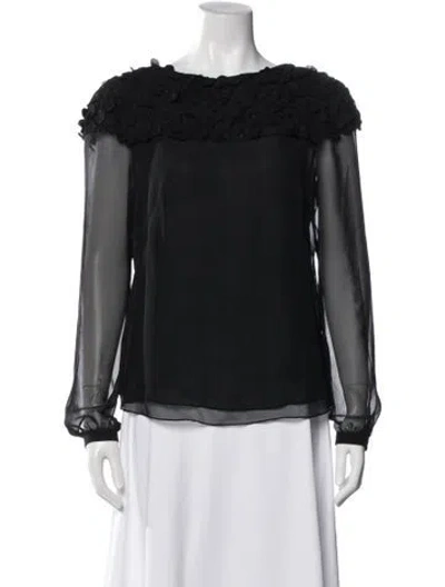 Pre-owned Akris Crew Neck Long Sleeve Blouse In Black