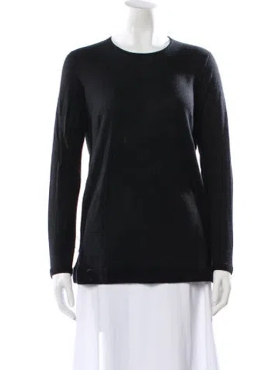 Pre-owned Akris Crew Neck Long Sleeve Top In Black