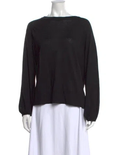 Pre-owned Akris Crew Neck Long Sleeve Top In Black