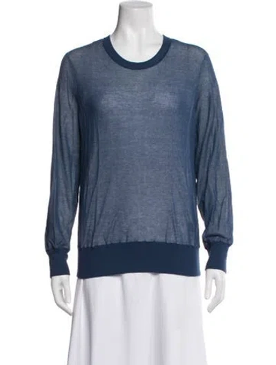 Pre-owned Akris Crew Neck Long Sleeve Top In Blue