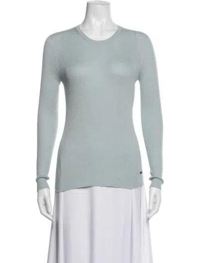 Pre-owned Akris Crew Neck Long Sleeve Top In Blue