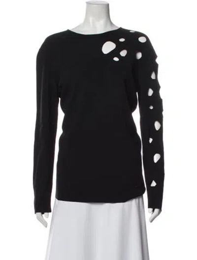 Pre-owned Akris Crew Neck Long Sleeve Top In Gray