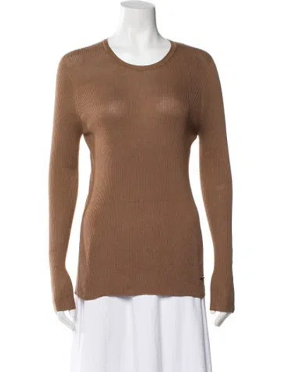 Pre-owned Akris Crew Neck Long Sleeve Top W/ Tags In Brown