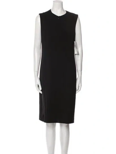 Pre-owned Akris Crew Neck Midi Length Dress In Black