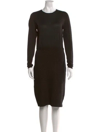 Pre-owned Akris Crew Neck Midi Length Dress In Black