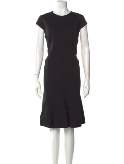 Pre-owned Akris Crew Neck Midi Length Dress In Black