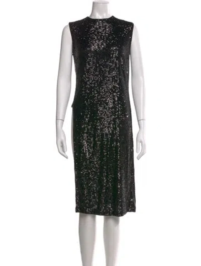 Pre-owned Akris Crew Neck Midi Length Dress In Black