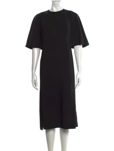 Pre-owned Akris Crew Neck Midi Length Dress In Black