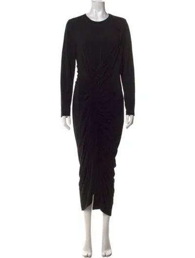 Pre-owned Akris Crew Neck Midi Length Dress In Black