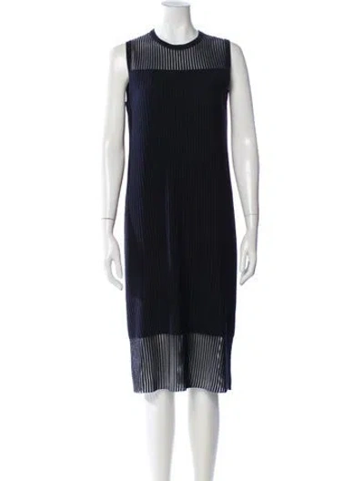 Pre-owned Akris Crew Neck Midi Length Dress In Blue